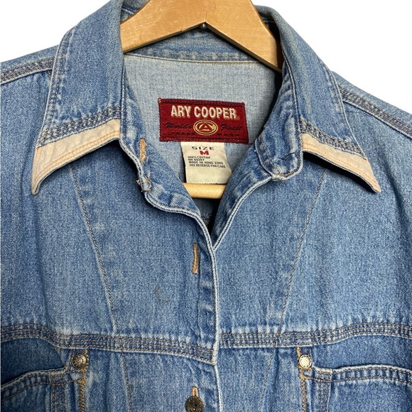 Ary Cooper vintage SOFT 100%COTTON denim shirt with flannel edged collar size M - Picture 3 of 9